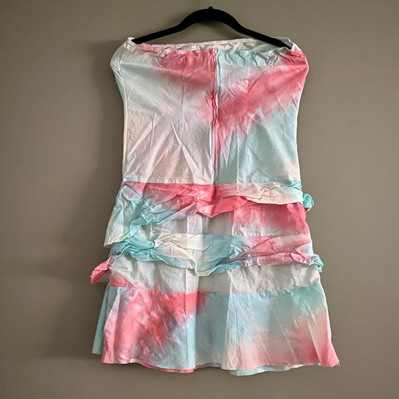 Tiered 90s cotton tie dye tube dress - Picture 2 of 3